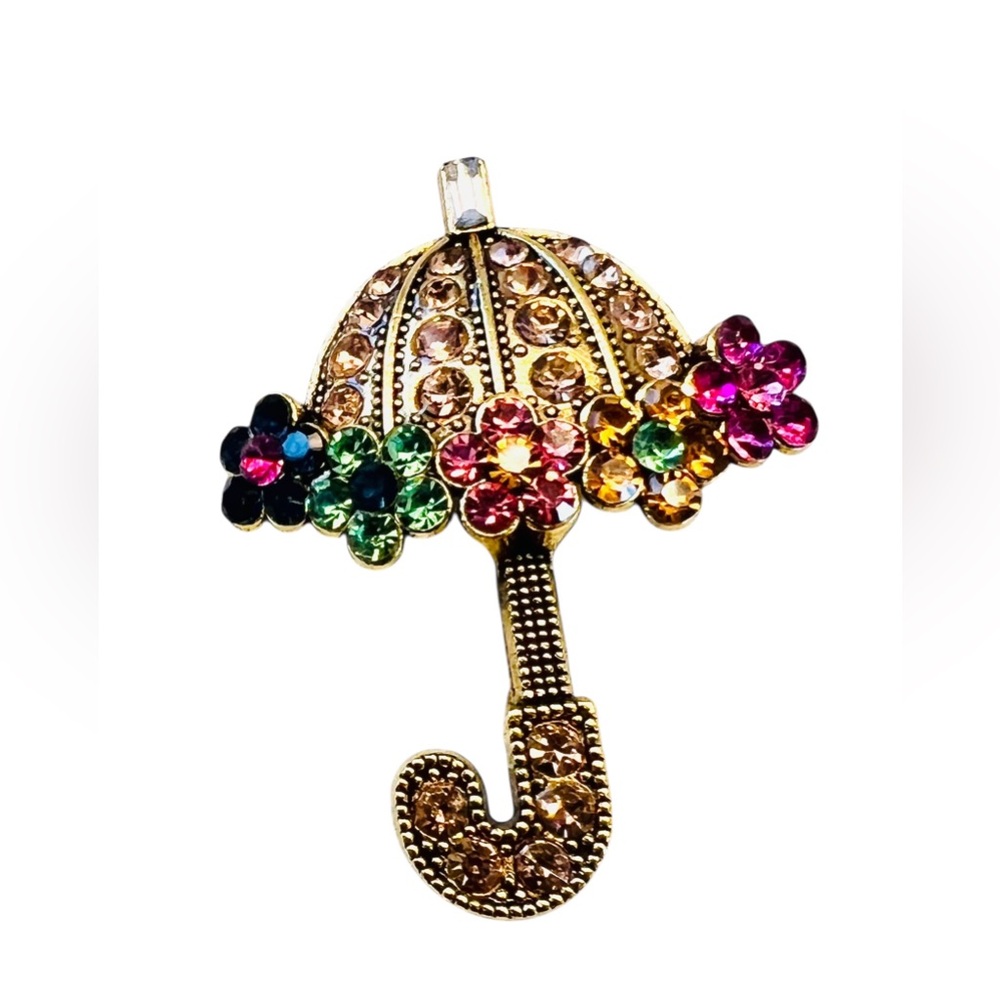 French-Style Gold-Toned Umbrella Brooch - Picture 4 of 5